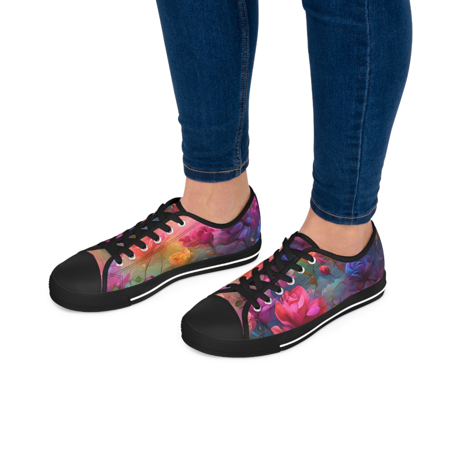 Floral Pastel Rainbow Women's Low-Top Sneakers