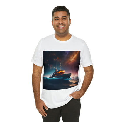 Cosmic Boat on Waters Unisex Short Sleeve T-Shirt