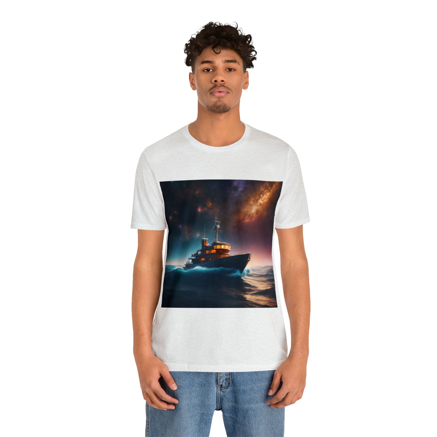 Cosmic Boat on Waters Unisex Short Sleeve T-Shirt