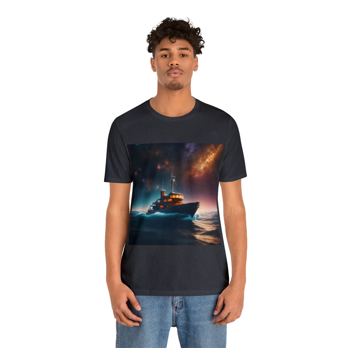 Cosmic Boat on Waters Unisex Short Sleeve T-Shirt