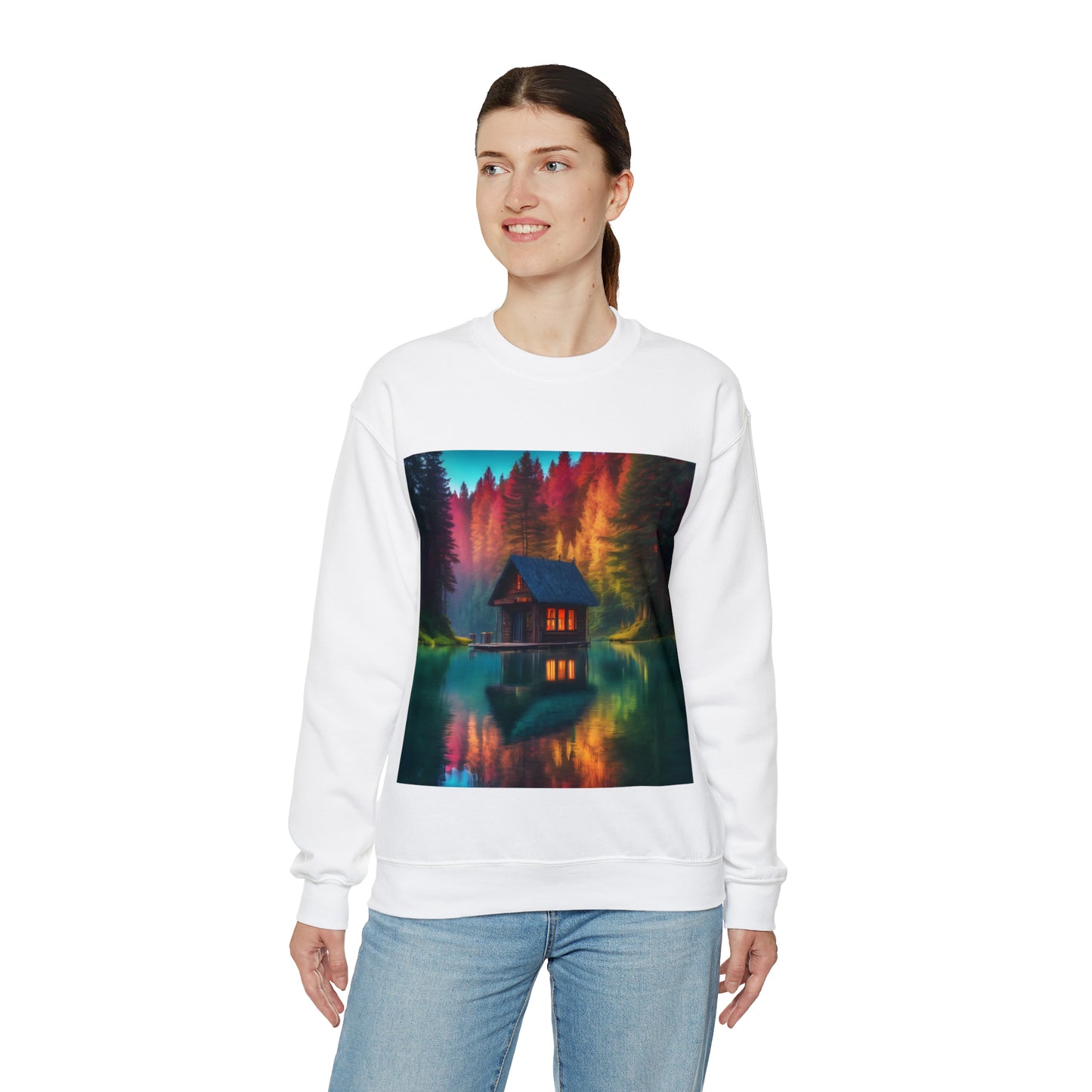 Cabin In Waters of Enchanted Forest Unisex Sweatshirt