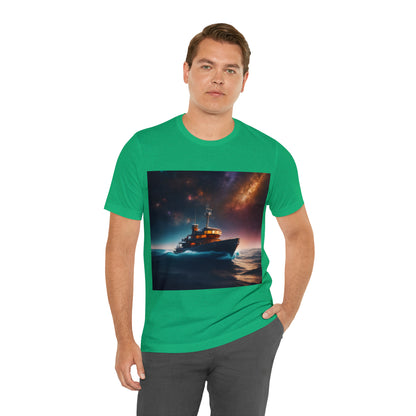 Cosmic Boat on Waters Unisex Short Sleeve T-Shirt