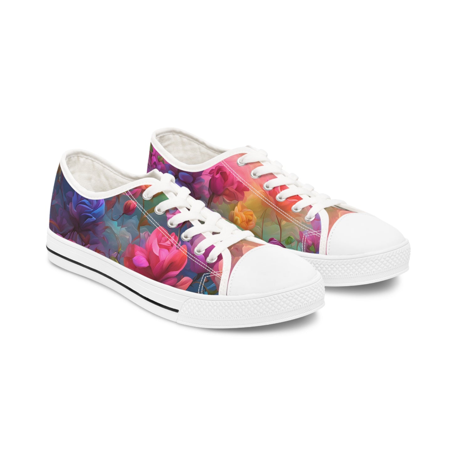 Floral Pastel Rainbow Women's Low-Top Sneakers