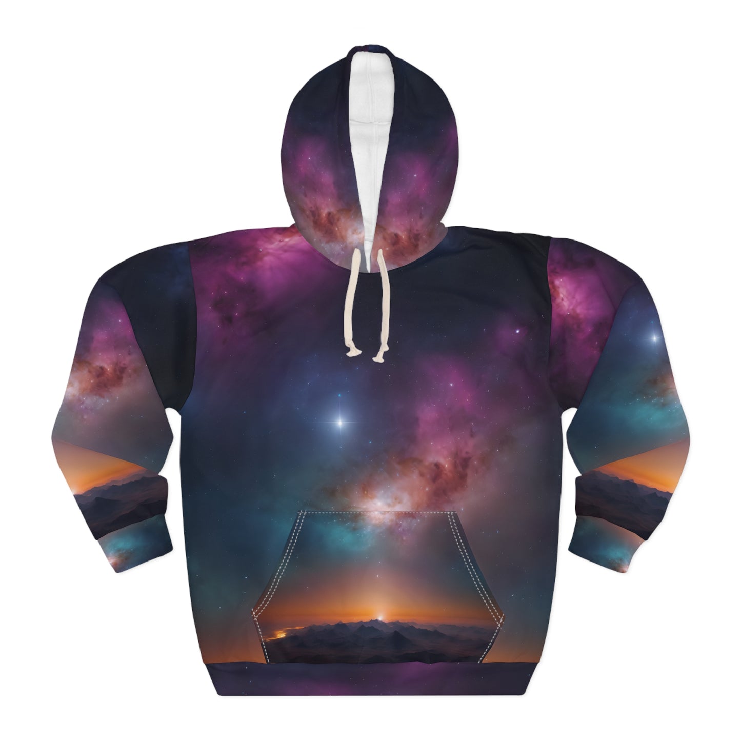 Cosmic Ethereal Mountain Unisex Pullover Hoodie (AOP)