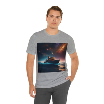 Cosmic Boat on Waters Unisex Short Sleeve T-Shirt