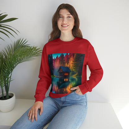 Cabin In Waters of Enchanted Forest Unisex Sweatshirt