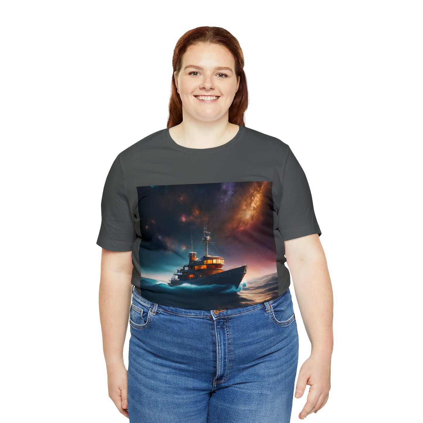 Cosmic Boat on Waters Unisex Short Sleeve T-Shirt