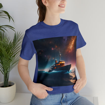 Cosmic Boat on Waters Unisex Short Sleeve T-Shirt