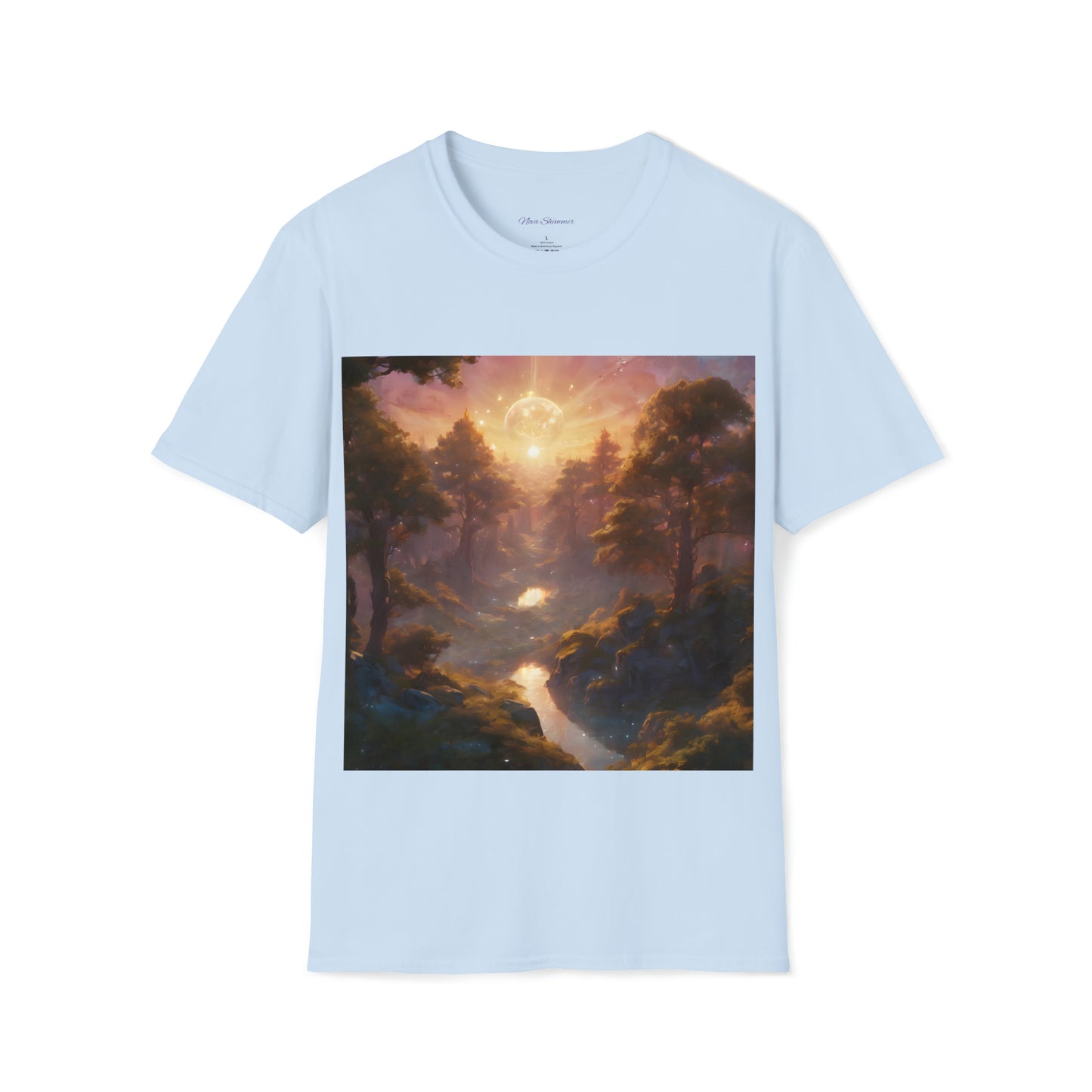 Ethereal Golden Sunset In Forest Unisex Softstyle T-Shirt