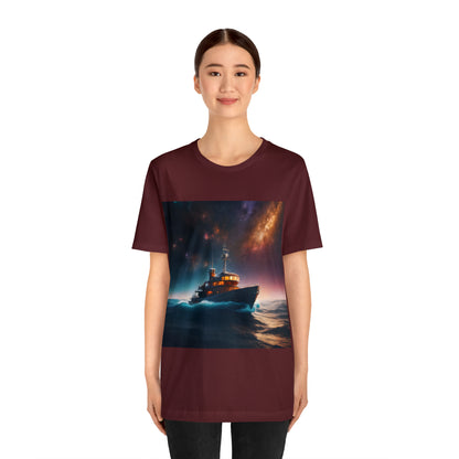 Cosmic Boat on Waters Unisex Short Sleeve T-Shirt