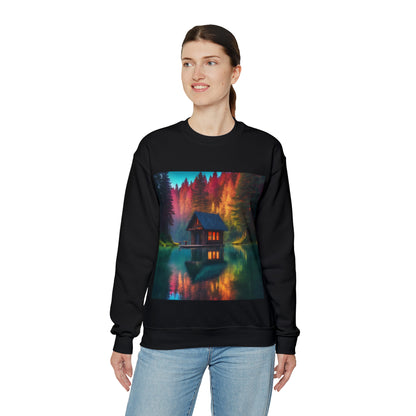 Cabin In Waters of Enchanted Forest Unisex Sweatshirt