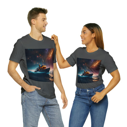 Cosmic Boat on Waters Unisex Short Sleeve T-Shirt