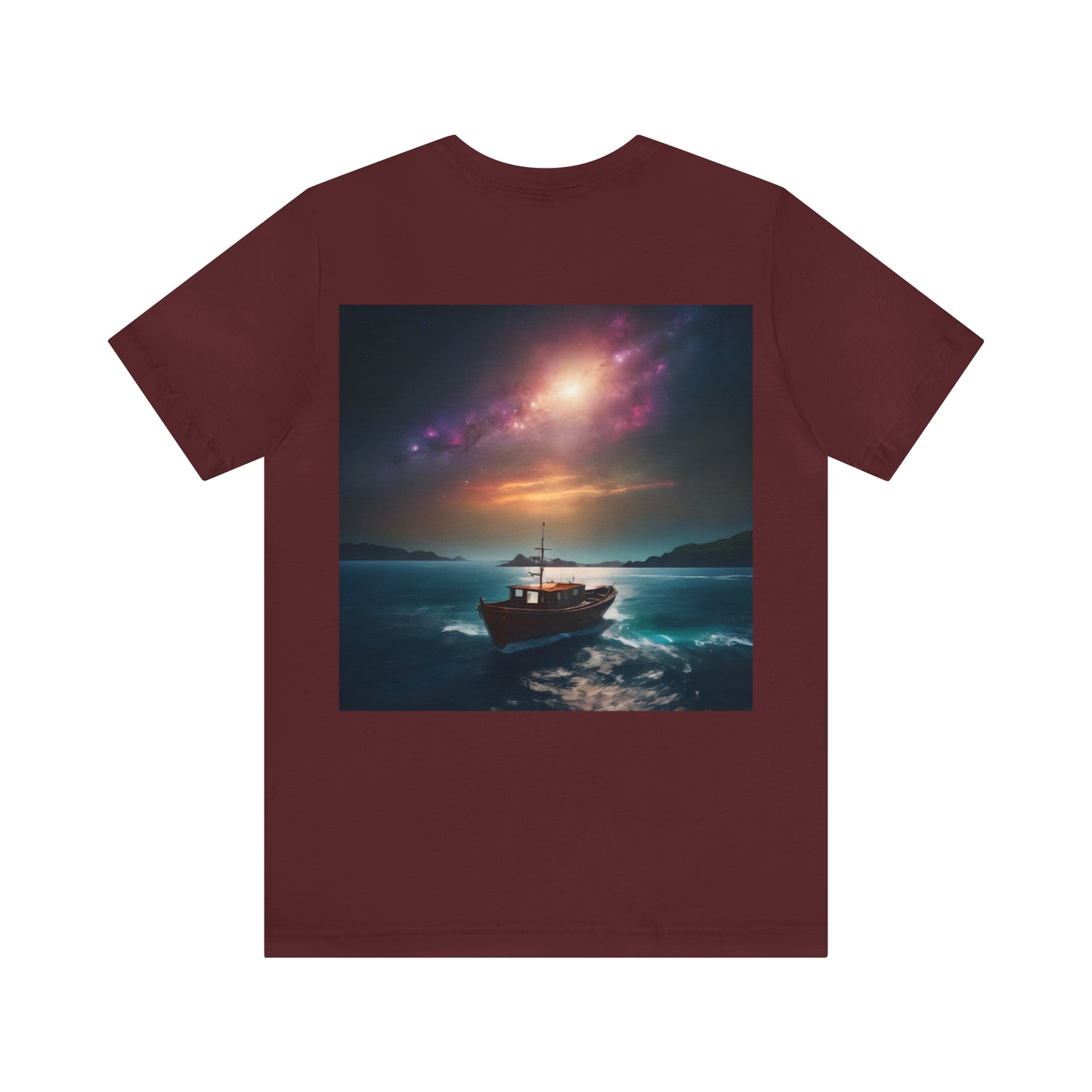 Cosmic Boat on Waters Unisex Short Sleeve T-Shirt