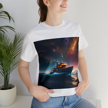 Cosmic Boat on Waters Unisex Short Sleeve T-Shirt