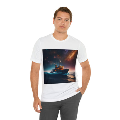 Cosmic Boat on Waters Unisex Short Sleeve T-Shirt