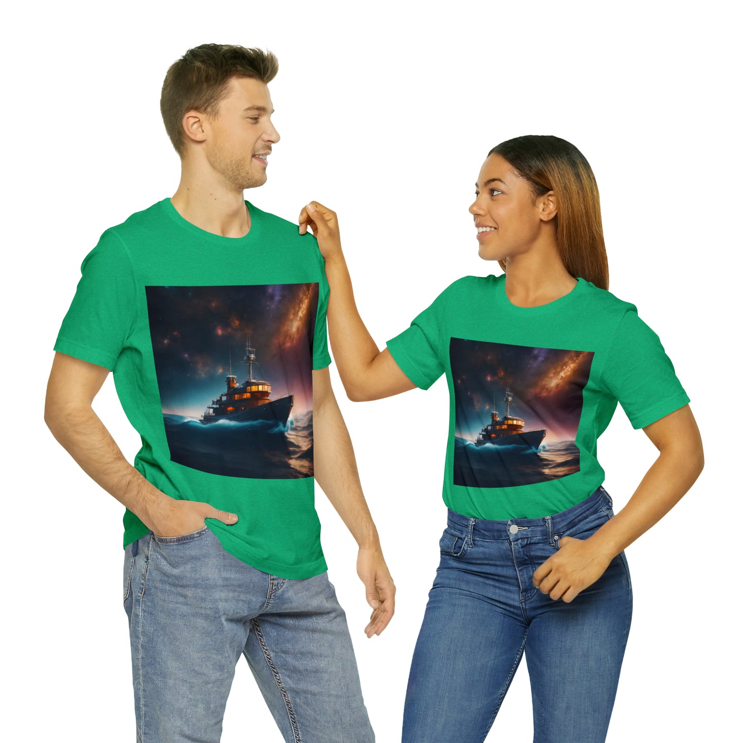 Cosmic Boat on Waters Unisex Short Sleeve T-Shirt